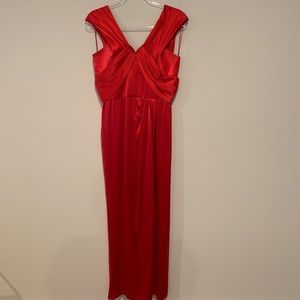 J Mendel red gown draped silk dress